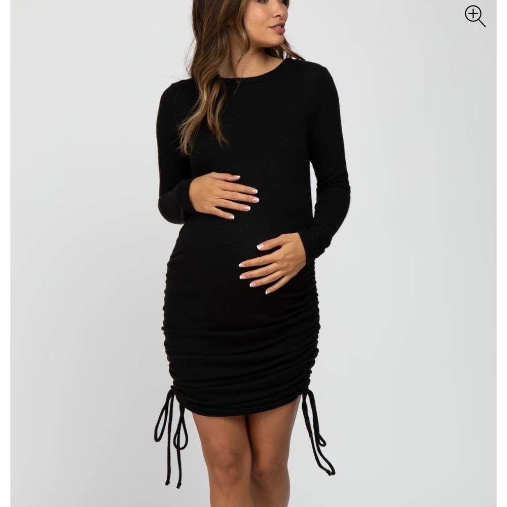 Pinkblush Black Ruched Long Sleeve Bodycon Dress